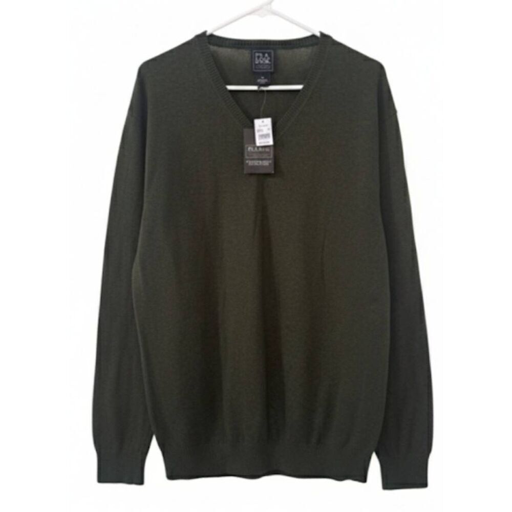 Jos A BANKS mens 2xl sweater army green Traveller longsleeve classic pullover
